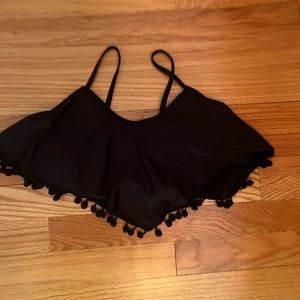 Girls Bikini Flowy/ruffled black top with cow print full coverage bottoms